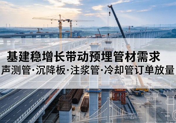 新丰基建稳增长带动预埋监测管材需求，声测管、沉降板、注浆管订单持续放量